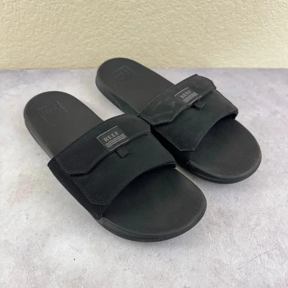 Reef Stash Slides Sandals Mens Size 12 Black Beach Casual Outdoor Summer